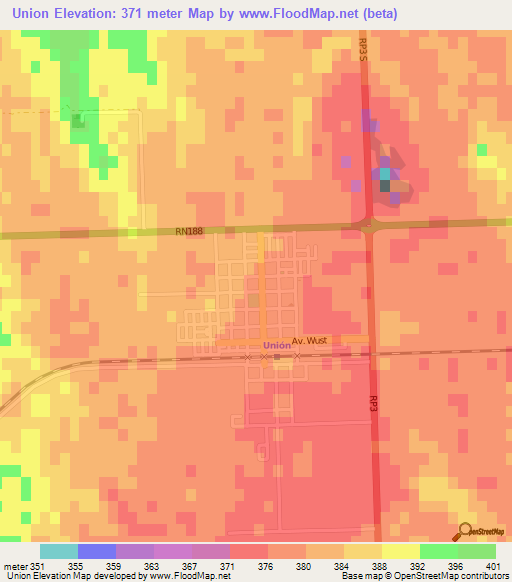 Union,Argentina Elevation Map