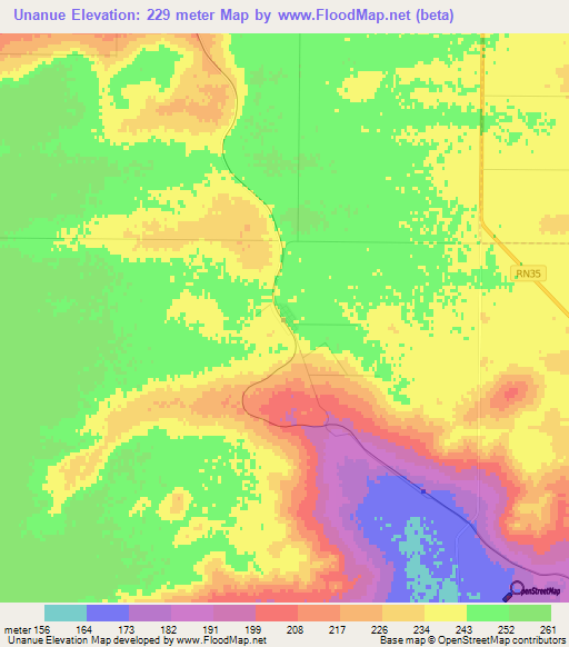 Unanue,Argentina Elevation Map
