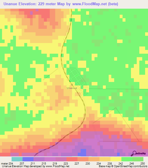 Unanue,Argentina Elevation Map