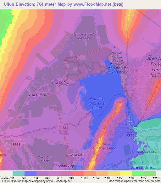 Ullun,Argentina Elevation Map