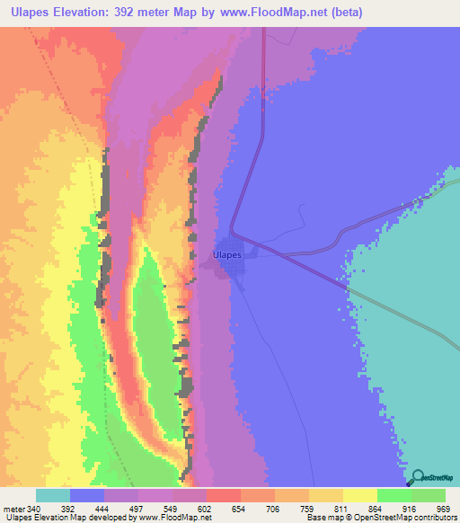 Ulapes,Argentina Elevation Map