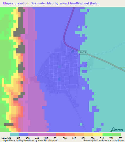 Ulapes,Argentina Elevation Map