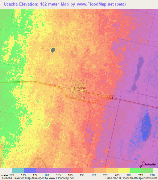 Ucacha,Argentina Elevation Map