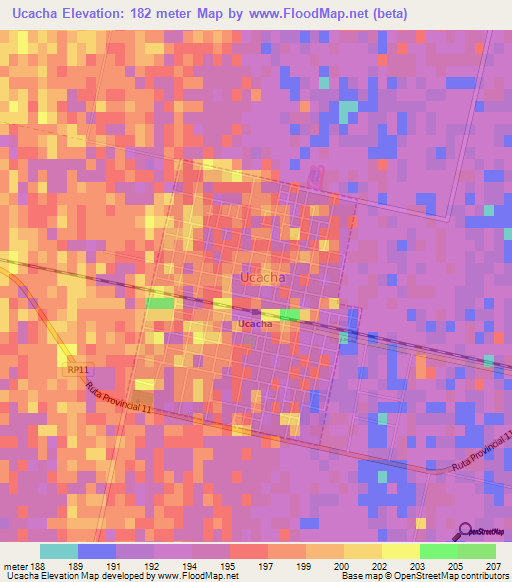 Ucacha,Argentina Elevation Map