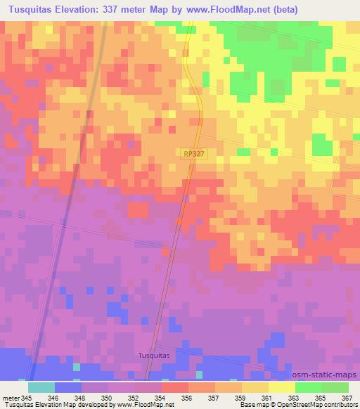 Tusquitas,Argentina Elevation Map