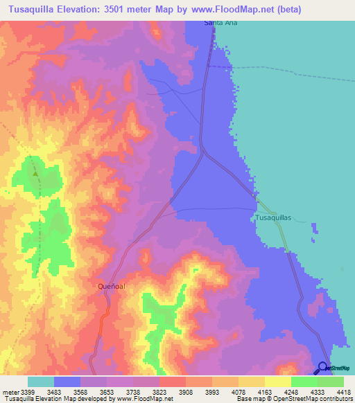 Tusaquilla,Argentina Elevation Map