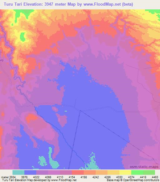 Turu Tari,Argentina Elevation Map
