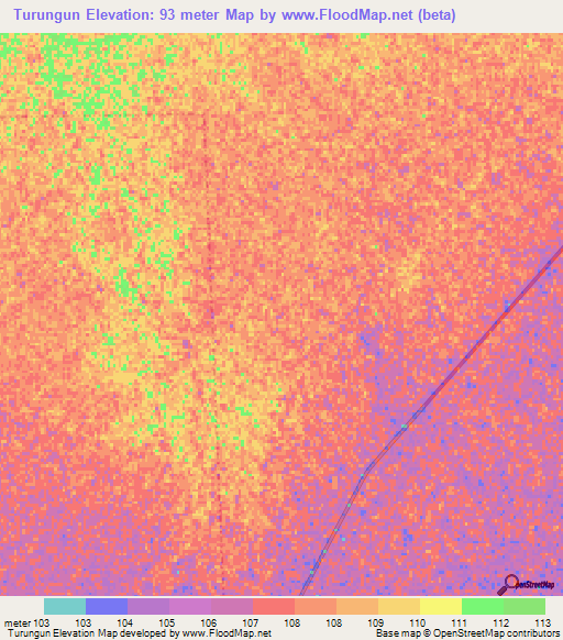 Turungun,Argentina Elevation Map