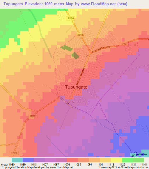 Tupungato,Argentina Elevation Map