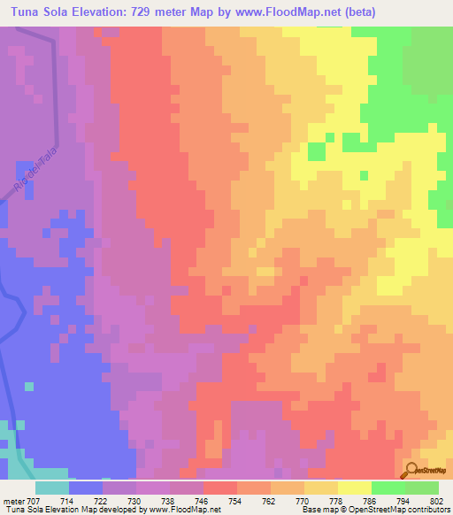 Tuna Sola,Argentina Elevation Map