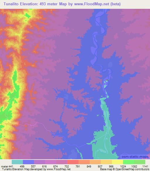 Tunalito,Argentina Elevation Map