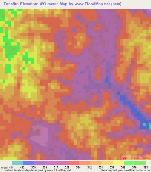 Tunalito,Argentina Elevation Map