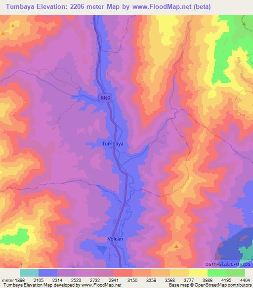 Tumbaya,Argentina Elevation Map