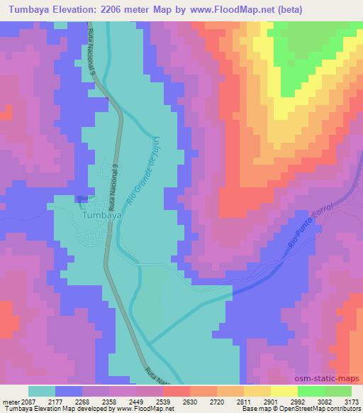 Tumbaya,Argentina Elevation Map