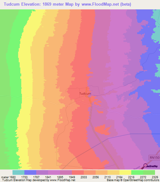 Tudcum,Argentina Elevation Map