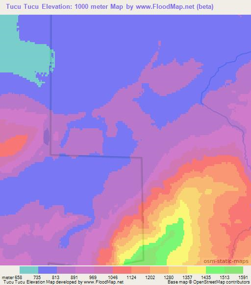 Tucu Tucu,Argentina Elevation Map
