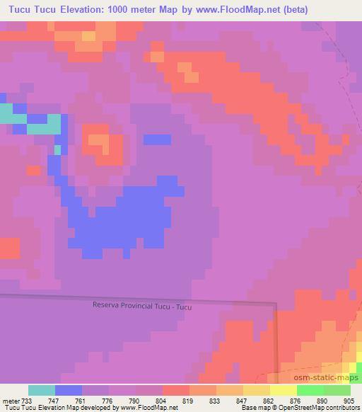 Tucu Tucu,Argentina Elevation Map