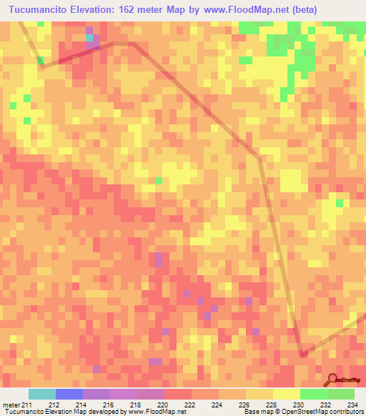 Tucumancito,Argentina Elevation Map