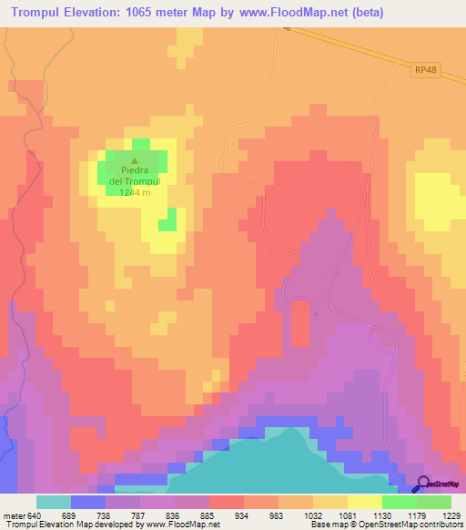 Trompul,Argentina Elevation Map