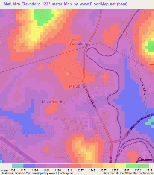 Mafubira,Uganda Elevation Map