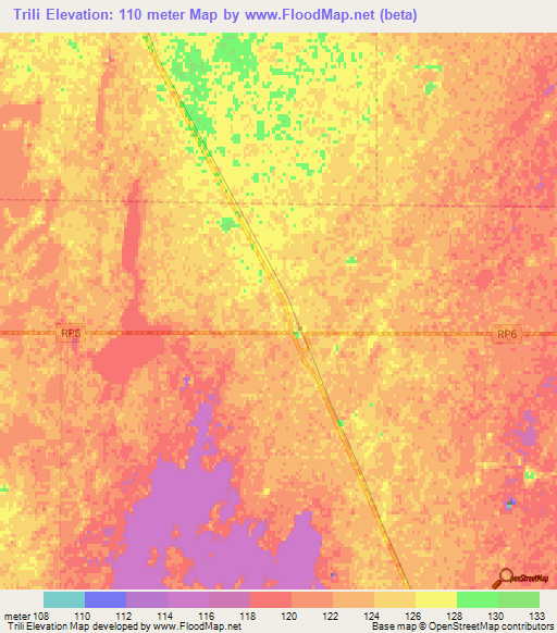 Trili,Argentina Elevation Map