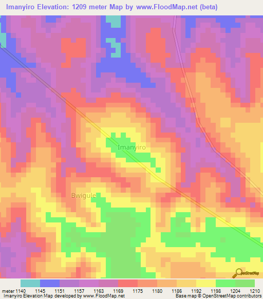 Imanyiro,Uganda Elevation Map