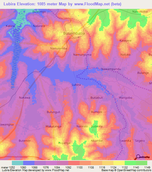 Lubira,Uganda Elevation Map