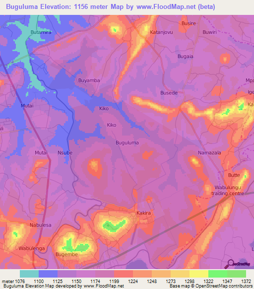 Buguluma,Uganda Elevation Map