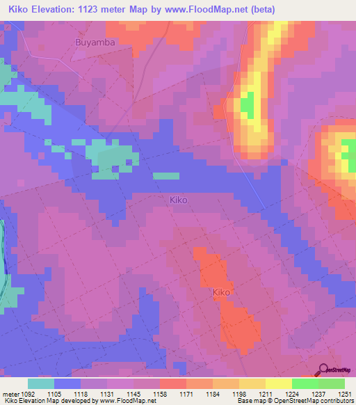Kiko,Uganda Elevation Map
