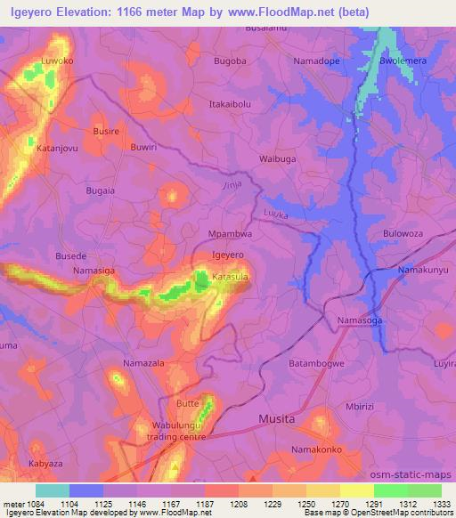 Igeyero,Uganda Elevation Map