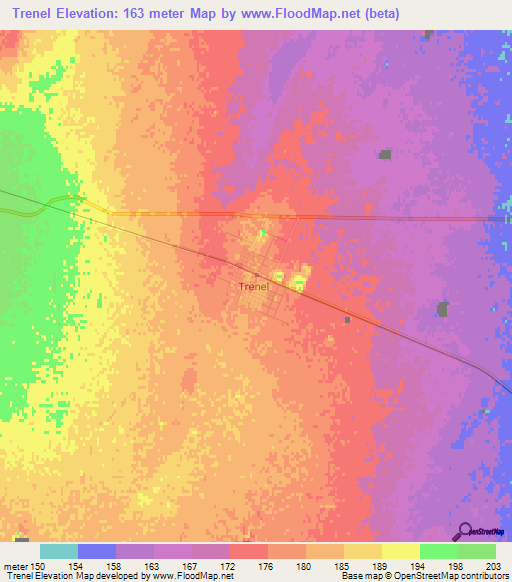 Trenel,Argentina Elevation Map
