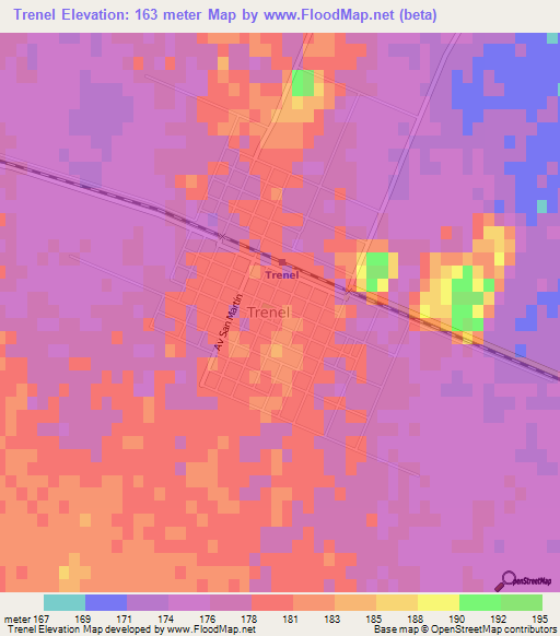 Trenel,Argentina Elevation Map