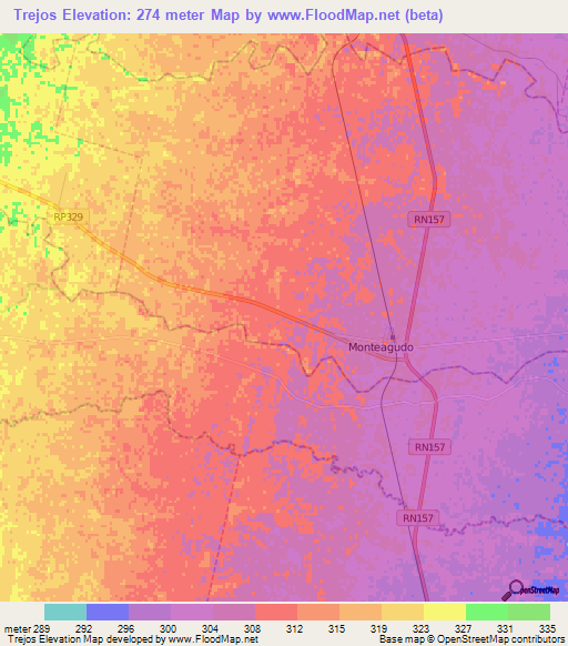 Trejos,Argentina Elevation Map