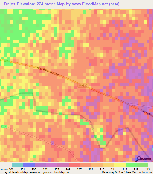 Trejos,Argentina Elevation Map