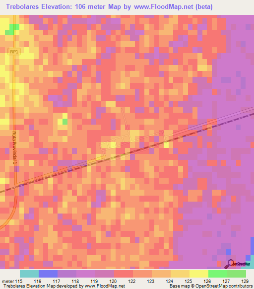 Trebolares,Argentina Elevation Map