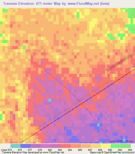 Travesia,Argentina Elevation Map