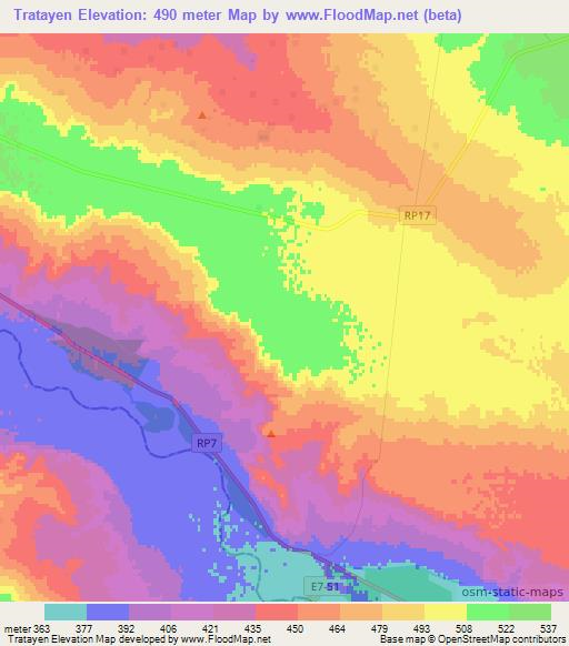 Tratayen,Argentina Elevation Map