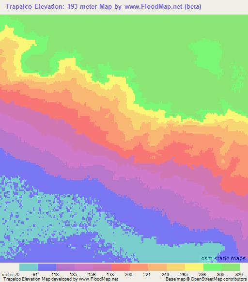 Trapalco,Argentina Elevation Map