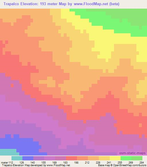 Trapalco,Argentina Elevation Map