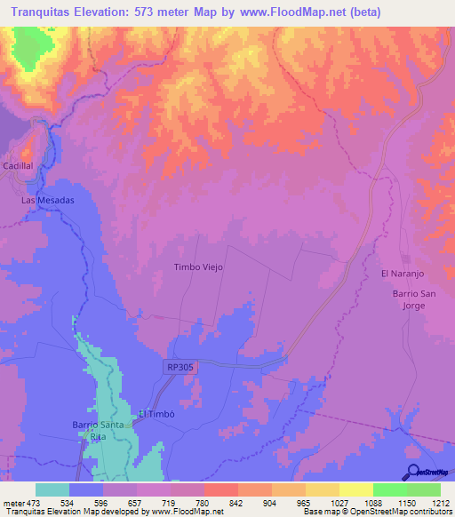 Tranquitas,Argentina Elevation Map