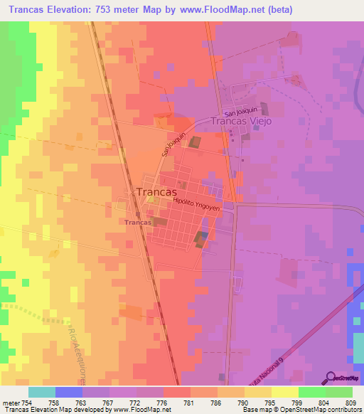 Trancas,Argentina Elevation Map