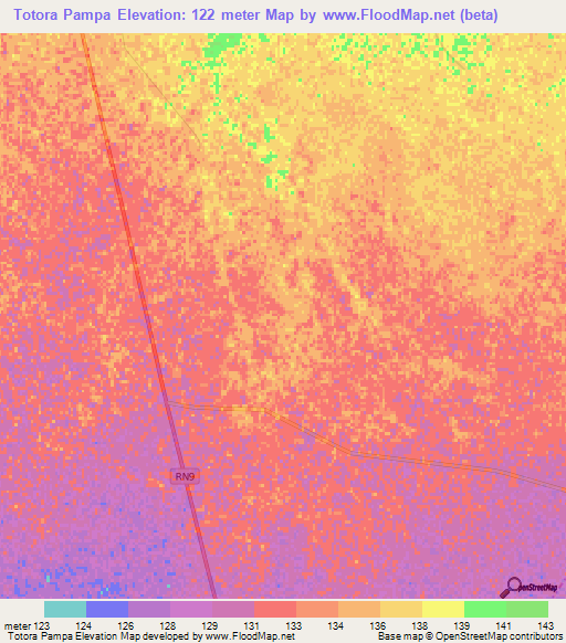 Totora Pampa,Argentina Elevation Map