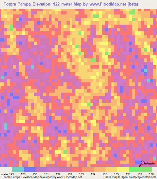 Totora Pampa,Argentina Elevation Map