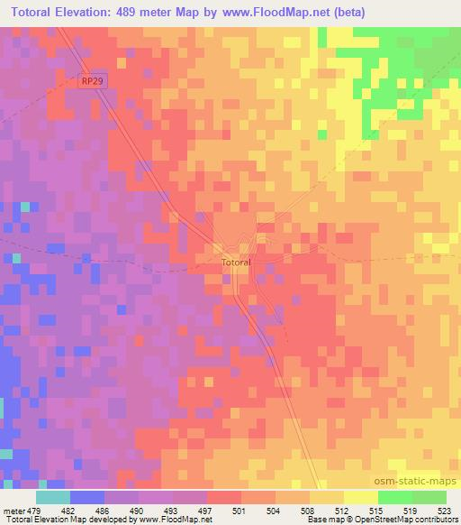 Totoral,Argentina Elevation Map