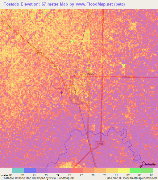 Tostado,Argentina Elevation Map