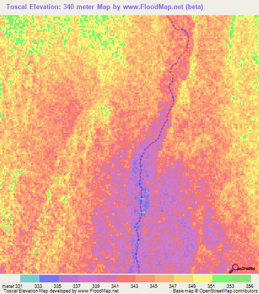 Toscal,Argentina Elevation Map