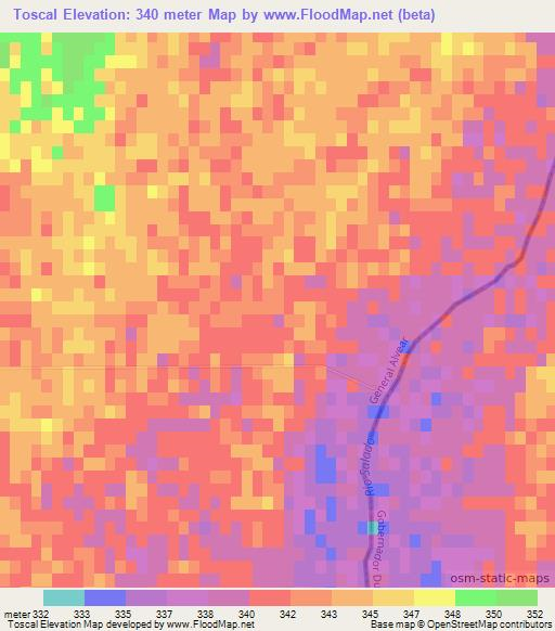 Toscal,Argentina Elevation Map