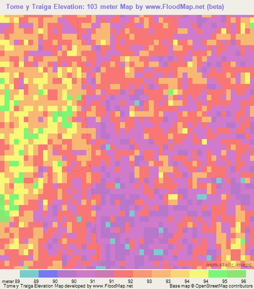 Tome y Traiga,Argentina Elevation Map