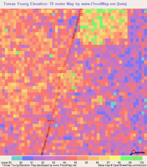 Tomas Young,Argentina Elevation Map
