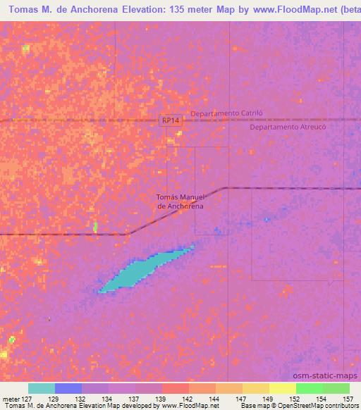 Tomas M. de Anchorena,Argentina Elevation Map